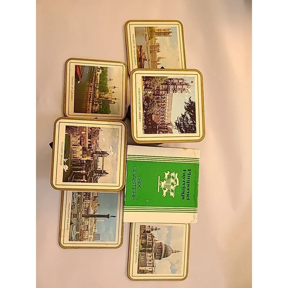 Vintage Pimpernel Box Set of 6 Coasters #508 London Scenes